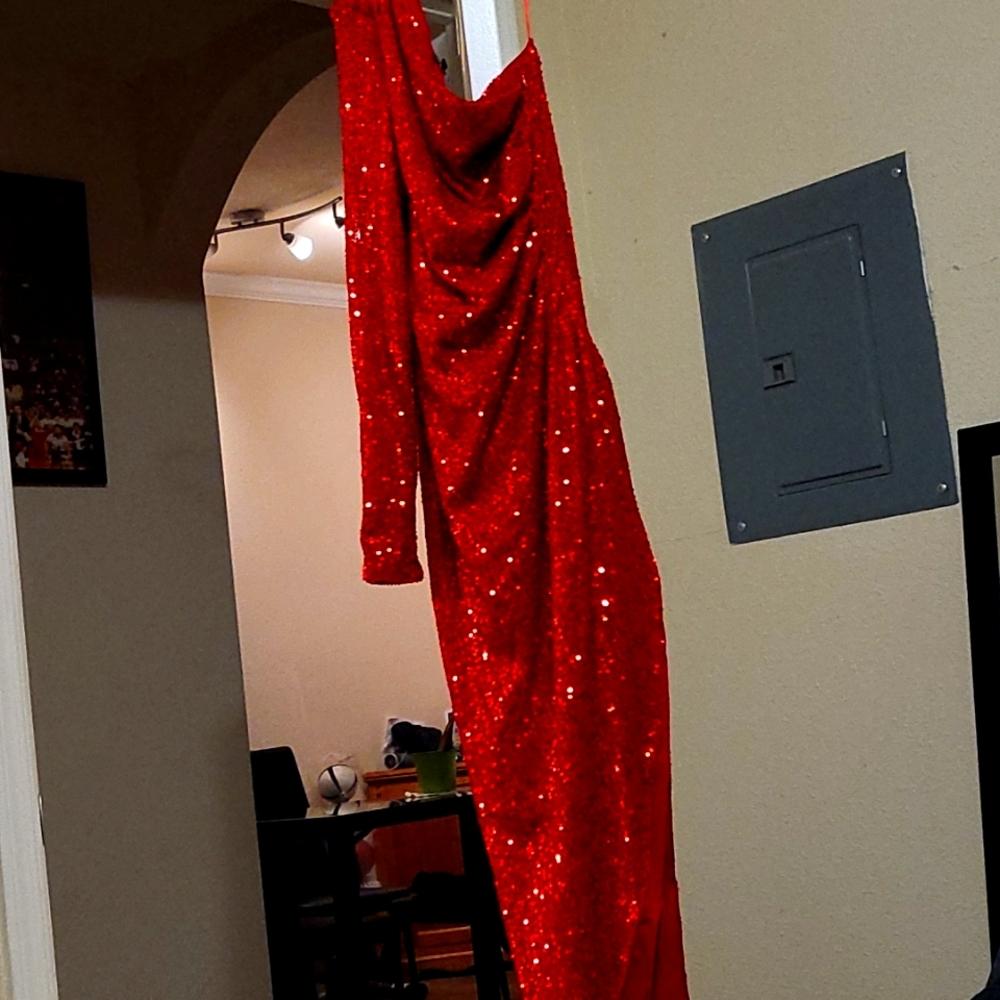Red sequin dress
